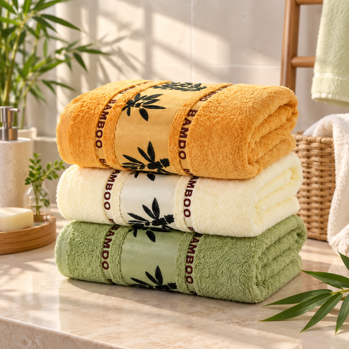 Soft Bamboo Fiber Towel Set